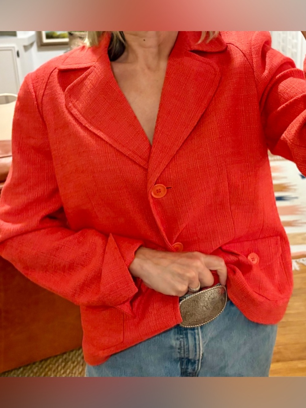 Talbots Red Soft Tweed Suit Jacke